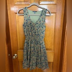 Green Floral Sleeveless Dress